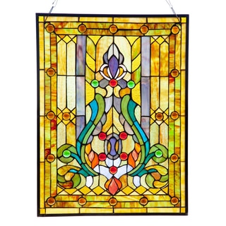 River of Goods Multicolor Stained Glass 24.75-inch High Fleur de Lis Window Panel