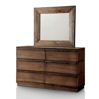 Furniture of America Emallson 2-piece Rustic Natural Tone Dresser and Mirror Set