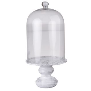 Rustic Couture White Marble and Glass 22-inch x 11-inch Display Stand