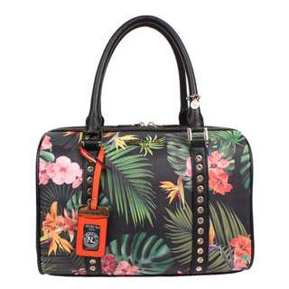 Nicole Lee Boston Black Tropical Floral Handbag