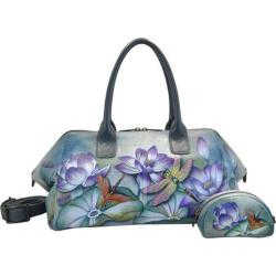 Women's Anuschka Hand Painted Leather Wide Convertible Tote Tranquil Pond