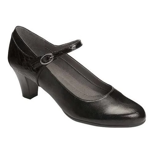 Women's A2 by Aerosoles For Shore Mary Jane Pump Black Snake Faux Leather