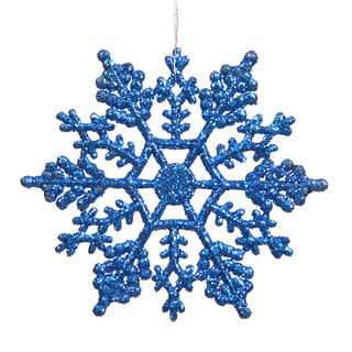 Blue 6.25-inch Glitter Snowflake Ornament (Pack of 12)