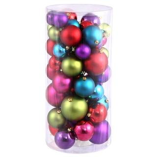 Multicolor Plastic 1.5-inch/2.5-inch Shiny/Matte Ball Ornaments (Case of 50)