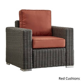 Barbados Wicker Outdoor Cushioned Grey Charcoal Occasional Chair with Square Arm by NAPA LIVING