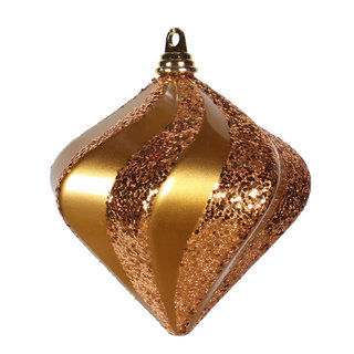 Antique Gold Plastic 8-inch Candy Glitter Swirl Diamond Ornament