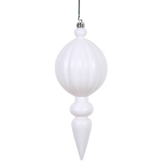 White Plastic 8-Inch Matte Finial Ornament (Pack of 6)