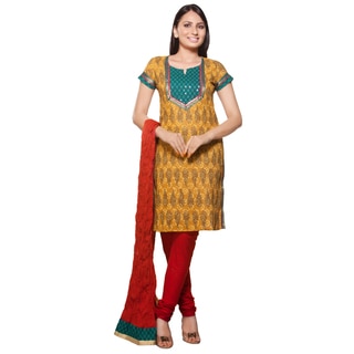 Women's Indian 3-Piece Ensemble With Decorative Yoke and Print (India)