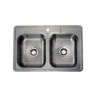 Satin 18-gauge Stainless Steel 33-inch x 22-inch Drop-in Double Bowl Sink