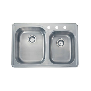 Satin-finish 18-gauge Stainless Steel 33-inch x 22-inch Drop-in Double Bowl Sink