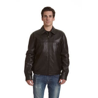 Excelled Men's Big and Tall Leather Shirt Collar Jacket