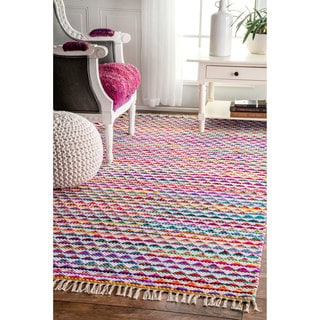 nuLOOM Handmade Flatweave Striped Rainbow Multi Rug (2' x 3')