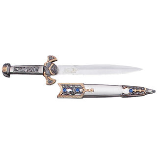 Silver Stainless Steel Blue Faux Jewel-accented Serpent Design Dagger