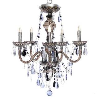 River of Goods Smoky Grey Acrylic and Metal 25.5-inch High 5-arm Cordless Chandelier with Remote Control and Adapter