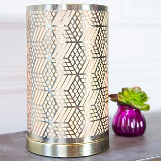 River of Goods Goldtone Metal and Fabric 11-inch Dimensional Laser-cut Geometric Uplight Accent Lamp