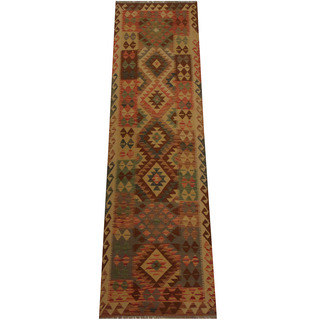 Herat Oriental Afghan Hand-woven Tribal Wool Kilim Runner (2'7 x 9'4)