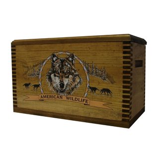 Colored Wolf Print Wooden Accessory Box