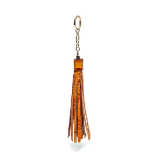 Vicenzo Leather Terza Croc Embossed Leather Tassel Key Chain