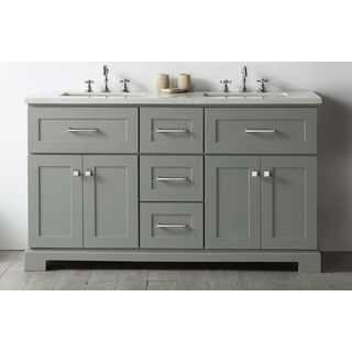 Legion Furniture Cool Grey Wood 60-inch Vanity With 1-piece Quartz Sink