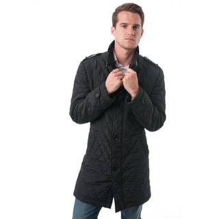 Verno Fashion Mens' Black Polyester Quilted Car Coat