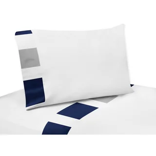 Navy Blue and Gray Stripe Collection Queen Sheet Set by Sweet Jojo Designs