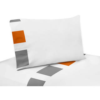 Sweet Jojo Designs Grey and Orange Stripe Collection 4-piece Sheet Set