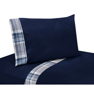 Sweet Jojo Designs Navy Blue and Grey Plaid Collection 4-piece Sheet Set