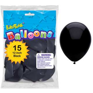 Pioneer National Latex 55175 12" Black Funsational Balloons 15-count