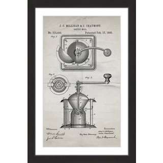 Marmont Hill - 'Coffee Mill 1885 Old Paper' by Steve King Framed Painting Print