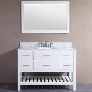 48 inch Belvedere White Bathroom Vanity with Marble Top & Backsplash