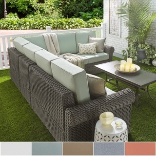 Barbados Wicker Outdoor Cushioned Grey Charcoal Sectional with Rolled Arm by NAPA LIVING