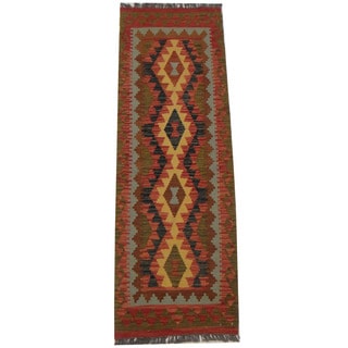 Herat Oriental Afghan Hand-woven Tribal Wool Kilim Runner (2'2 x 6'5)