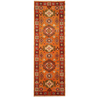 Herat Oriental Indo Hand-knotted Tribal Kazak Wool Runner (2'1 x 6'4)