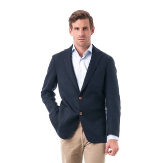 Men's Dark Navy Woolen Classic Fit Quilted Textured Blazer