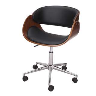 Adeco Bentwood Black Chrome Faux Leather Mid-back Adjustable Home Desk Swivel Armless Office Chair