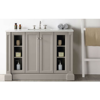 Legion Furniture Warm Grey/Brushed Nickel Wood/Quartz Single-sink Vanity