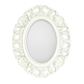 Casa Antique White Ornate Oval Mirror