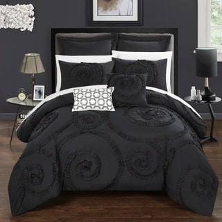 Chic Home 11-Piece Rosamond Bed-In-A-Bag Black Comforter Set