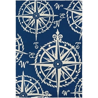 Couristan Outdoor Escape Mariner/Navy-ivory Hand-hooked Polypropylene Rug (8' x 11')