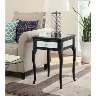 Convenience Concepts Milan Black Wood/Glass Mirrored End Table