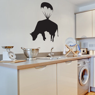 Banksy 'Parachuting Cow' Vinyl Wall Decal