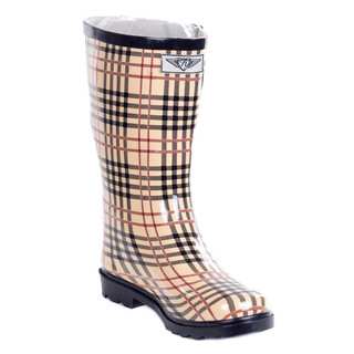 Women's 'Forever Young' Plaid Rubber 11-inch Mid-calf Rain Boots