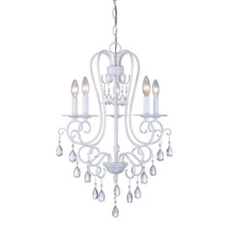 Decor Therapy White Steel 5-light Crystal Chandelier
