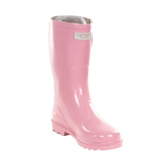 Women's Pink Rubber 11-inch Mid-calf Rain Boots