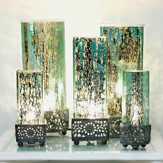 River of Goods Studio Art Mercury Glass 12.9-inch-high Square Uplight Accent Lamp