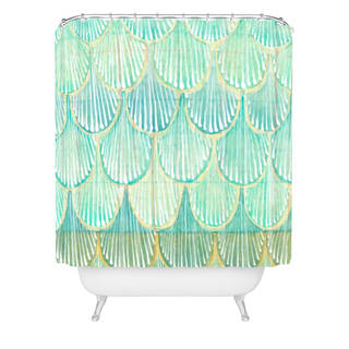Cori Dantini Turquoise Scallops Shower Curtain