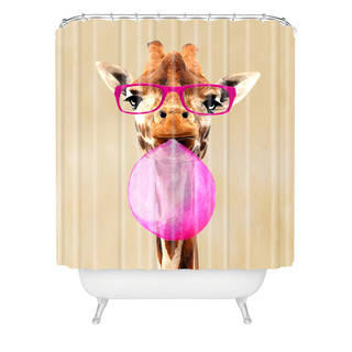 Coco De Paris Clever Giraffe With Bubblegum Shower Curtain