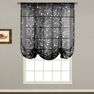 Luxury Collection Savannah Linen-look 40-inch x 63-inch Dry Hand Luxury Tie-up Shade Semi-sheer Curtain Topp