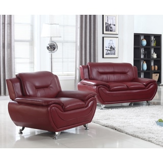 Modern Faux Leather Loveseat and Chair Set- 2 Pieces