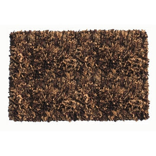 Brown/Tan Leather and Cotton Hand-knotted Indoor Shag Area Rug (5' x 8')
